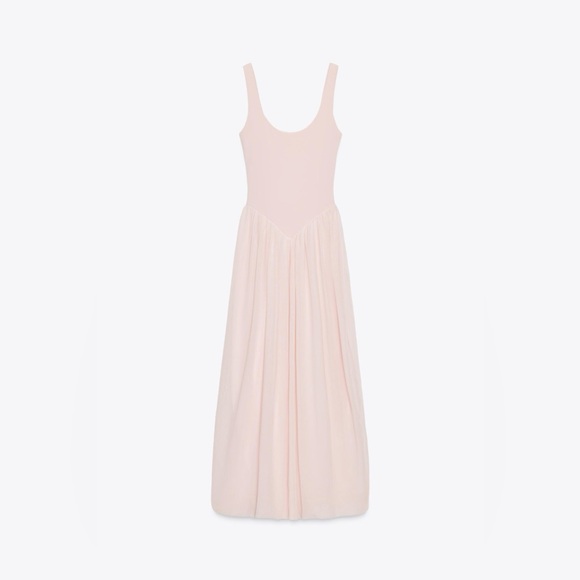 🆕(NWT) ZARA Bloggers Fav Combination Tulle Balloon Midi Dress. Size SMALL. Pink - Picture 13 of 16